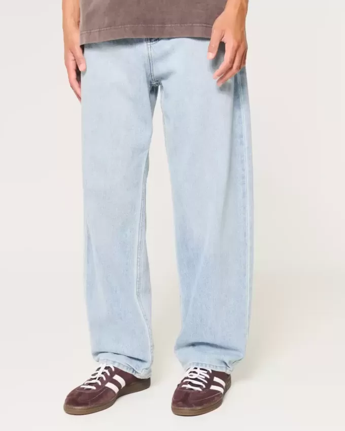 Baggy-Jeans in heller Waschung