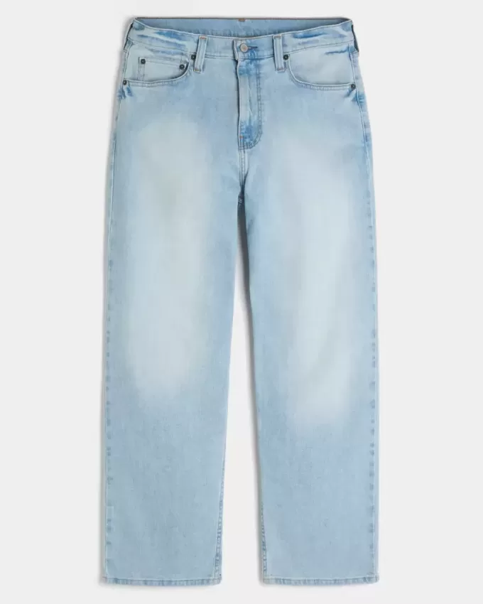 Baggy-Jeans in heller Waschung