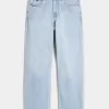 Baggy-Jeans in heller Waschung