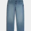 Baggy-Jeans mit Adler-Grafik in mittlerer Waschung
