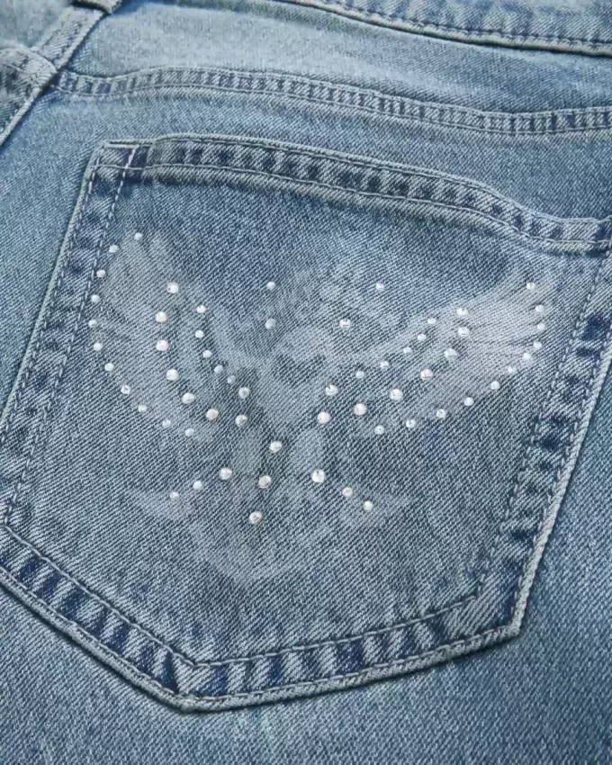 Baggy-Jeans mit Adler-Grafik in mittlerer Waschung