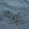 Baggy-Jeans mit Doodle-Muster in mittlerer Waschung