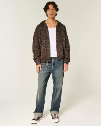 Baggy-Jeans mit dunkler Waschung und Stickerei