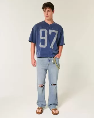 Baggy-Jeans mit Rissen und mittlerer Waschung