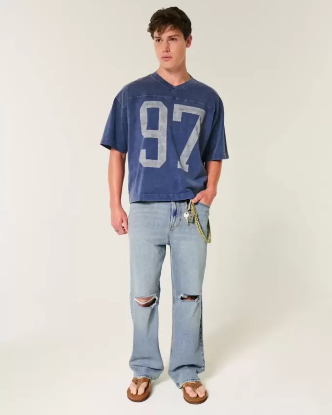Baggy-Jeans mit Rissen und mittlerer Waschung