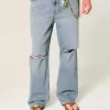 Baggy-Jeans mit Rissen und mittlerer Waschung