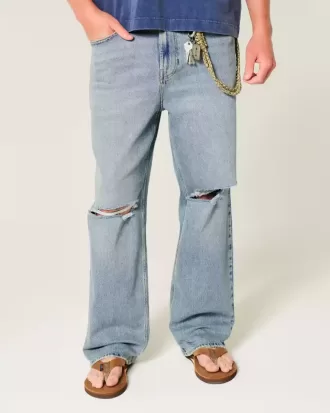Baggy-Jeans mit Rissen und mittlerer Waschung