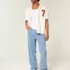 Baggy-Jeans mit Stickerei in mittlerer Waschung