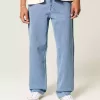 Baggy-Jeans mit Stickerei in mittlerer Waschung