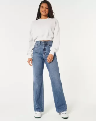 Baggy-Jeans mit ultrahohem Bund und mittlerer Waschung