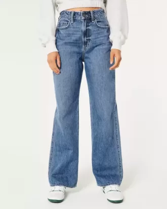 Baggy-Jeans mit ultrahohem Bund und mittlerer Waschung