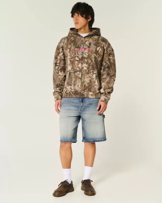 Baggy-Jeansshorts in dunkler Waschung