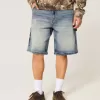 Baggy-Jeansshorts in dunkler Waschung
