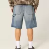 Baggy-Jeansshorts in dunkler Waschung