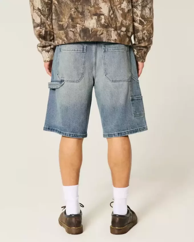 Baggy-Jeansshorts in dunkler Waschung