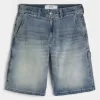 Baggy-Jeansshorts in dunkler Waschung