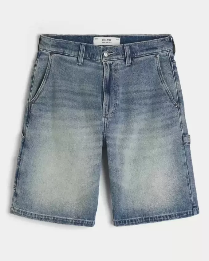 Baggy-Jeansshorts in dunkler Waschung
