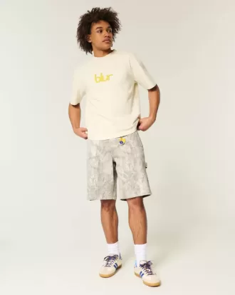 Baggy-Jeansshorts mit Camouflage-Muster