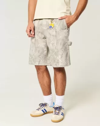 Baggy-Jeansshorts mit Camouflage-Muster