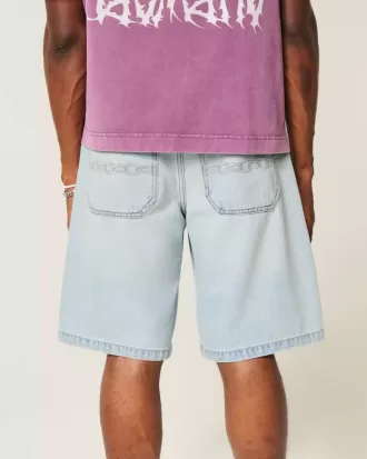 Baggy-Jeansshorts mit Kettenstickerei