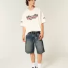 Baggy-Jeansshorts mit Schlangenmuster