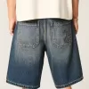 Baggy-Jeansshorts mit Schlangenmuster