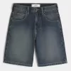 Baggy-Jeansshorts mit Schlangenmuster