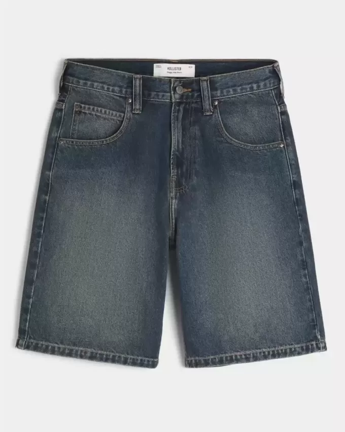 Baggy-Jeansshorts mit Schlangenmuster