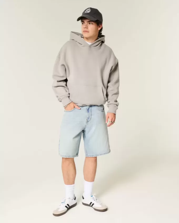 Baggy-Jeansshorts mit Sterngrafik