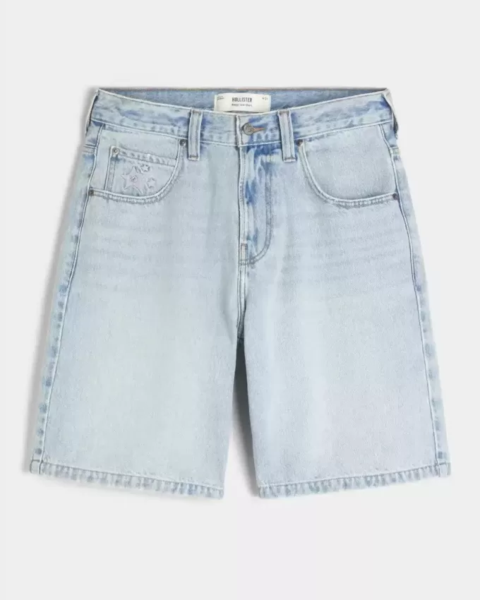 Baggy-Jeansshorts mit Sterngrafik