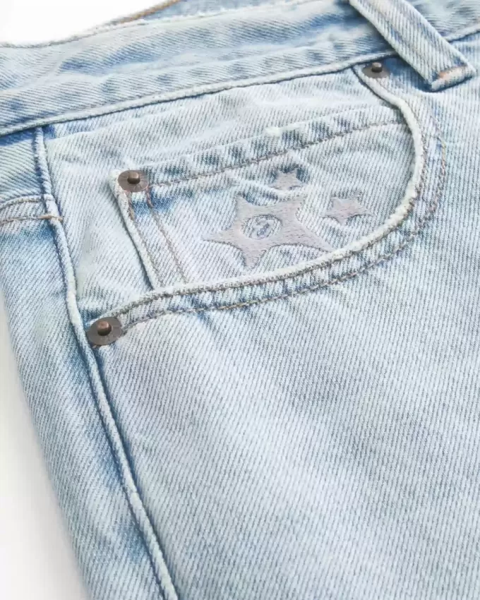 Baggy-Jeansshorts mit Sterngrafik