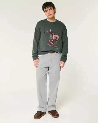 Baggy-Malerjeans mit Eisenbahnstreifen
