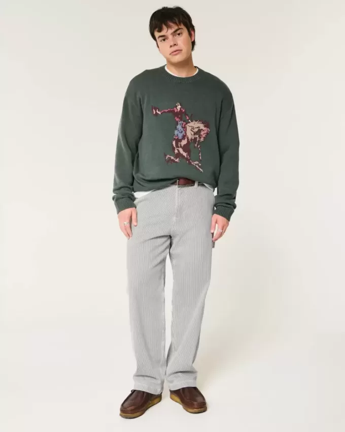 Baggy-Malerjeans mit Eisenbahnstreifen