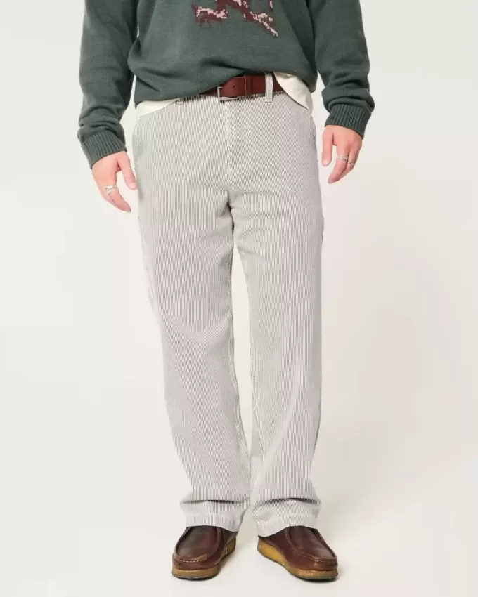 Baggy-Malerjeans mit Eisenbahnstreifen