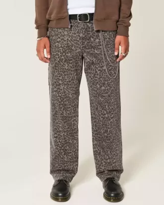 Baggy-Malerjeans mit Leopardenmuster