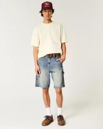 Baggy-Malershorts aus Denim in mittlerer Waschung
