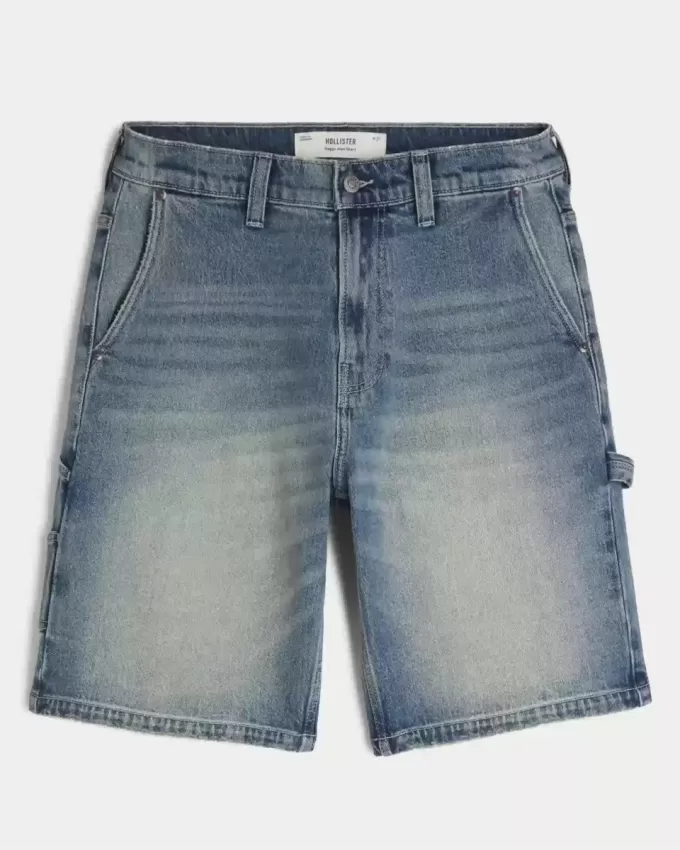 Baggy-Malershorts aus Denim in mittlerer Waschung Baggy-Malershorts aus Denim in mittlerer Waschung