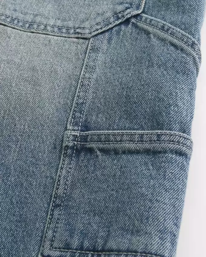 Baggy-Malershorts aus Denim in mittlerer Waschung Baggy-Malershorts aus Denim in mittlerer Waschung