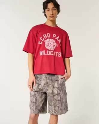 Baggy-Malershorts aus Denim mit Camouflage-Muster