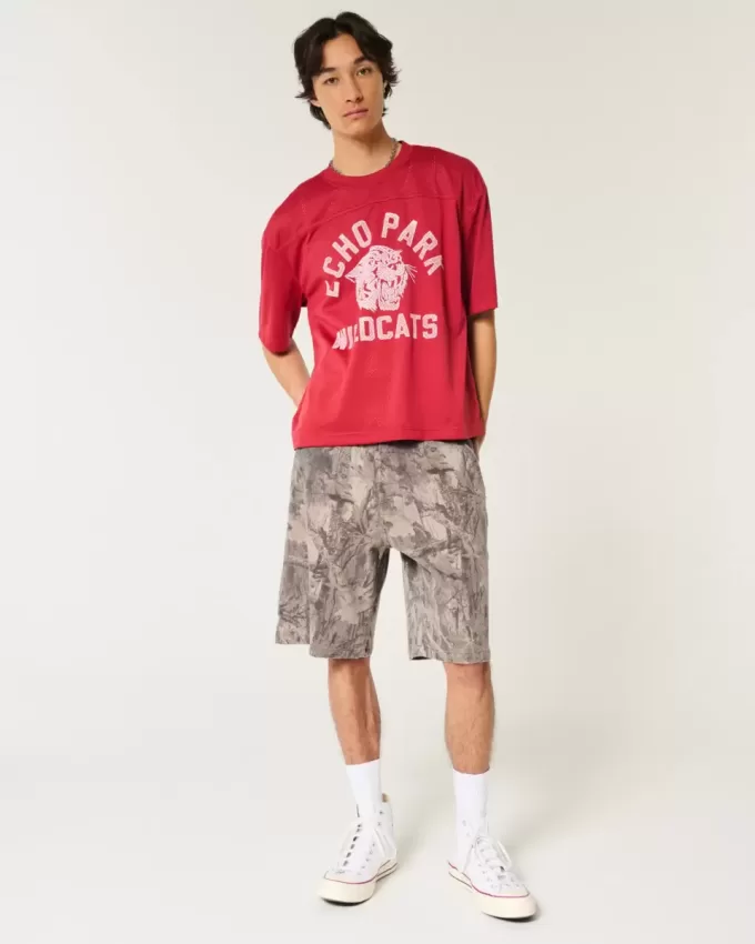 Baggy-Malershorts aus Denim mit Camouflage-Muster