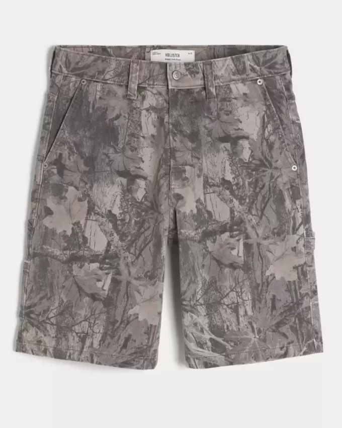 Baggy-Malershorts aus Denim mit Camouflage-Muster