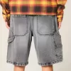 Baggy-Malershorts aus verwaschenem schwarzem Denim