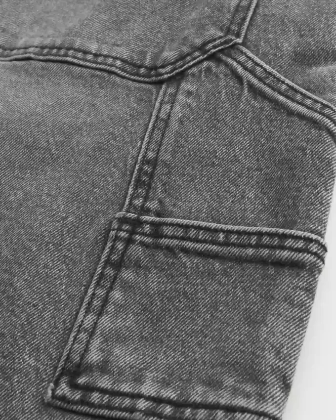 Baggy-Malershorts aus verwaschenem schwarzem Denim
