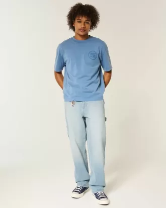 Baggy-Painter-Jeans in heller Waschung