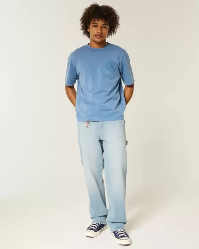 Baggy-Painter-Jeans in heller Waschung