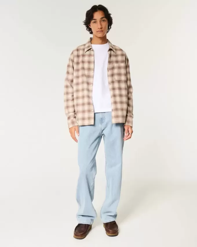 Baggy-Painter-Jeans in heller Waschung