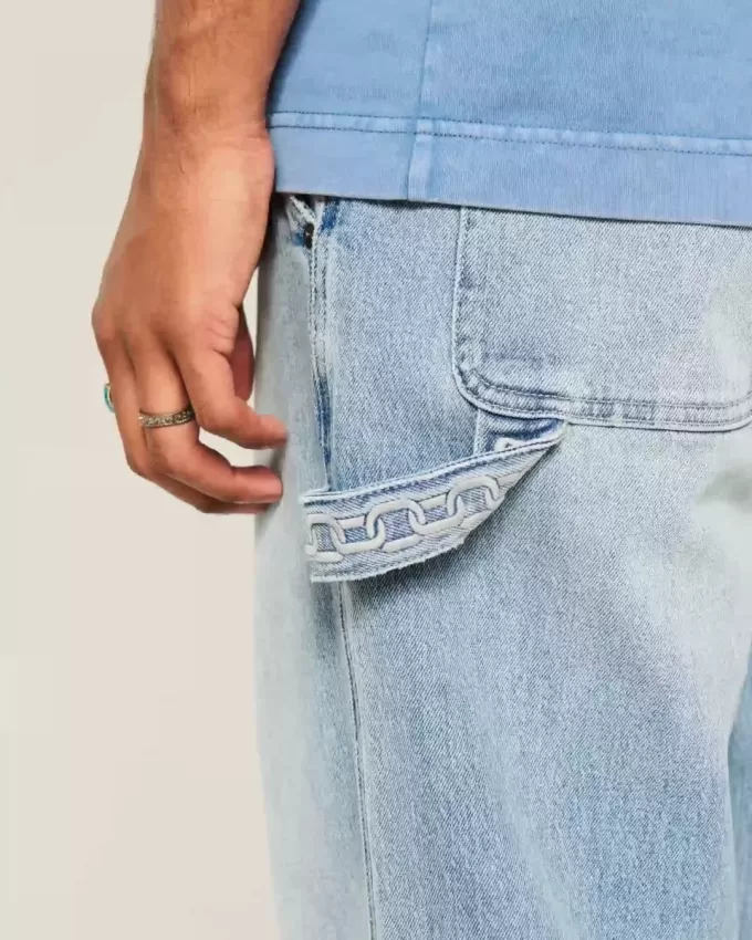 Baggy-Painter-Jeans in heller Waschung