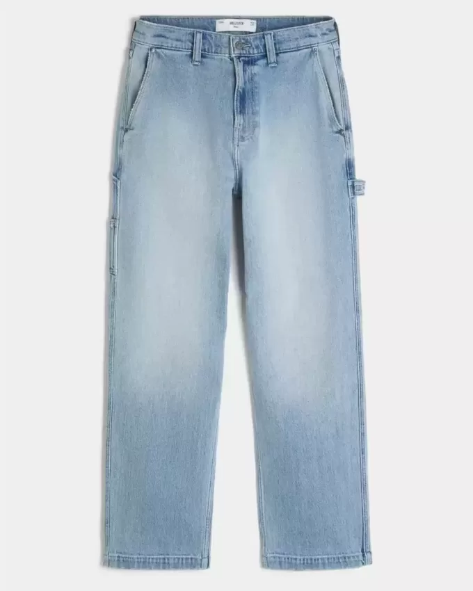 Baggy-Painter-Jeans in heller Waschung