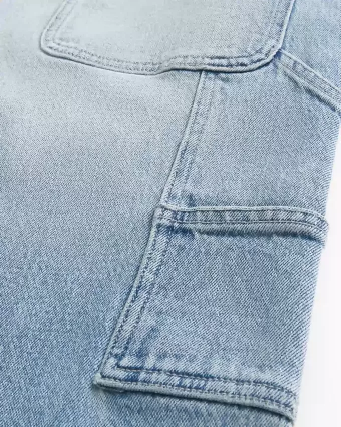 Baggy-Painter-Jeans in heller Waschung