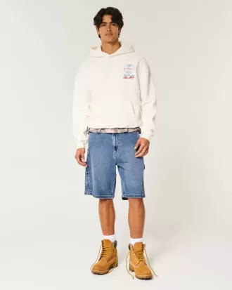 Baggy Painter-Jeansshorts in mittlerer Waschung